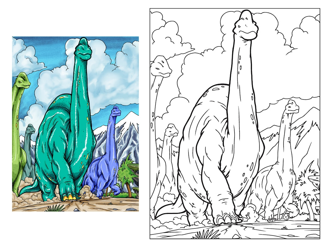 Brachiosaurus Dinosaur 18x24 Coloring Poster - Fox Chapel Publishing Co.