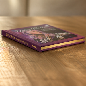 Close up of the gold page edges on the hardcover book